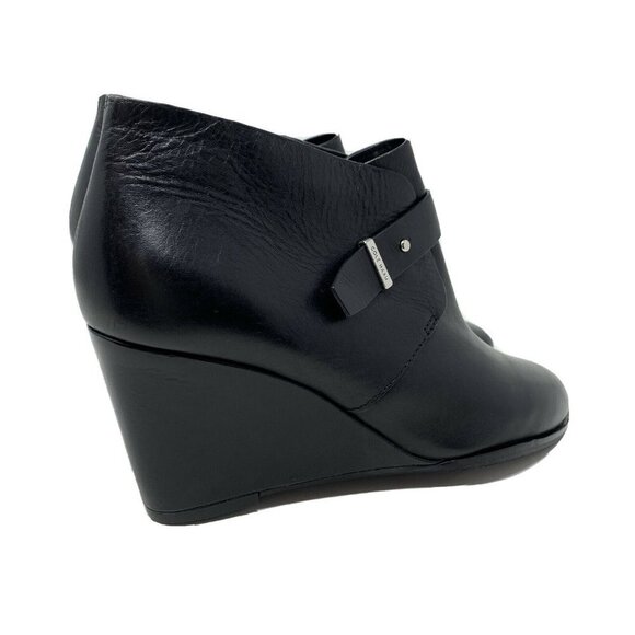 Cole Haan 9.5 Rand Booties Black Leather Wedge Ank - Picture 6 of 9